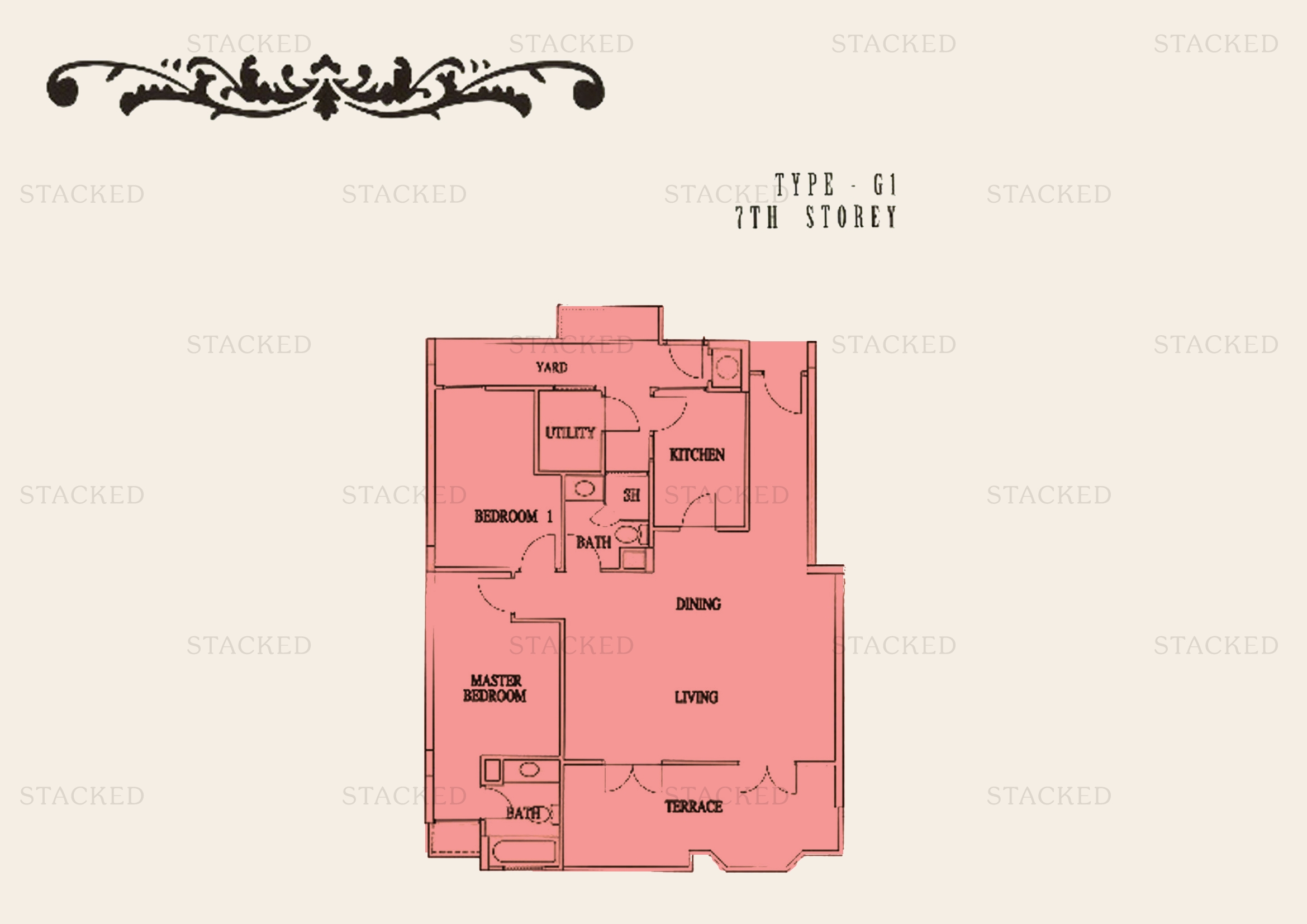 1 King Albert Park 2-Bedroom floor plan