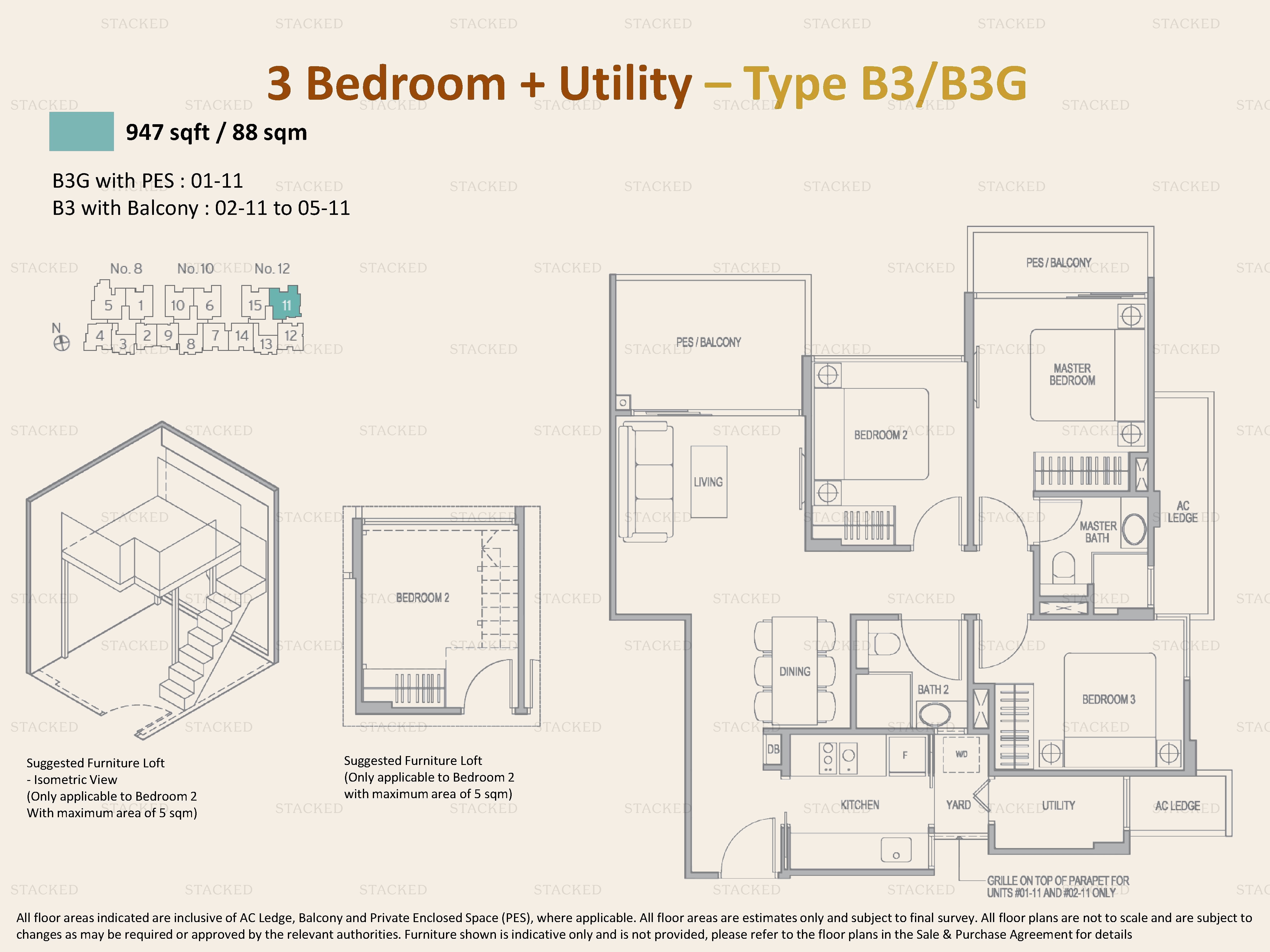 Adana @ Thomson 3-Bedroom floor plan