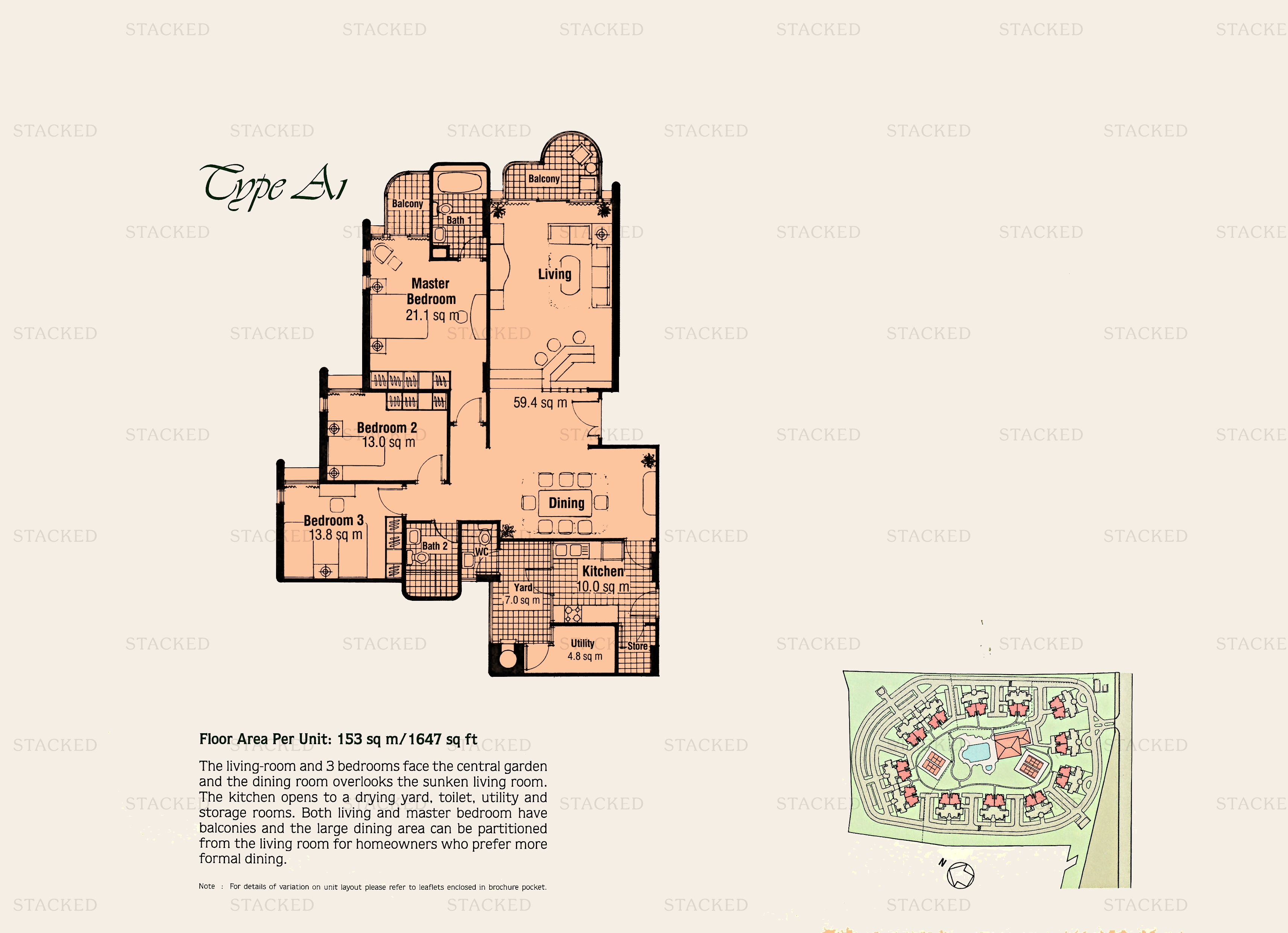 Cashew Heights Condominium 3-Bedroom floor plan