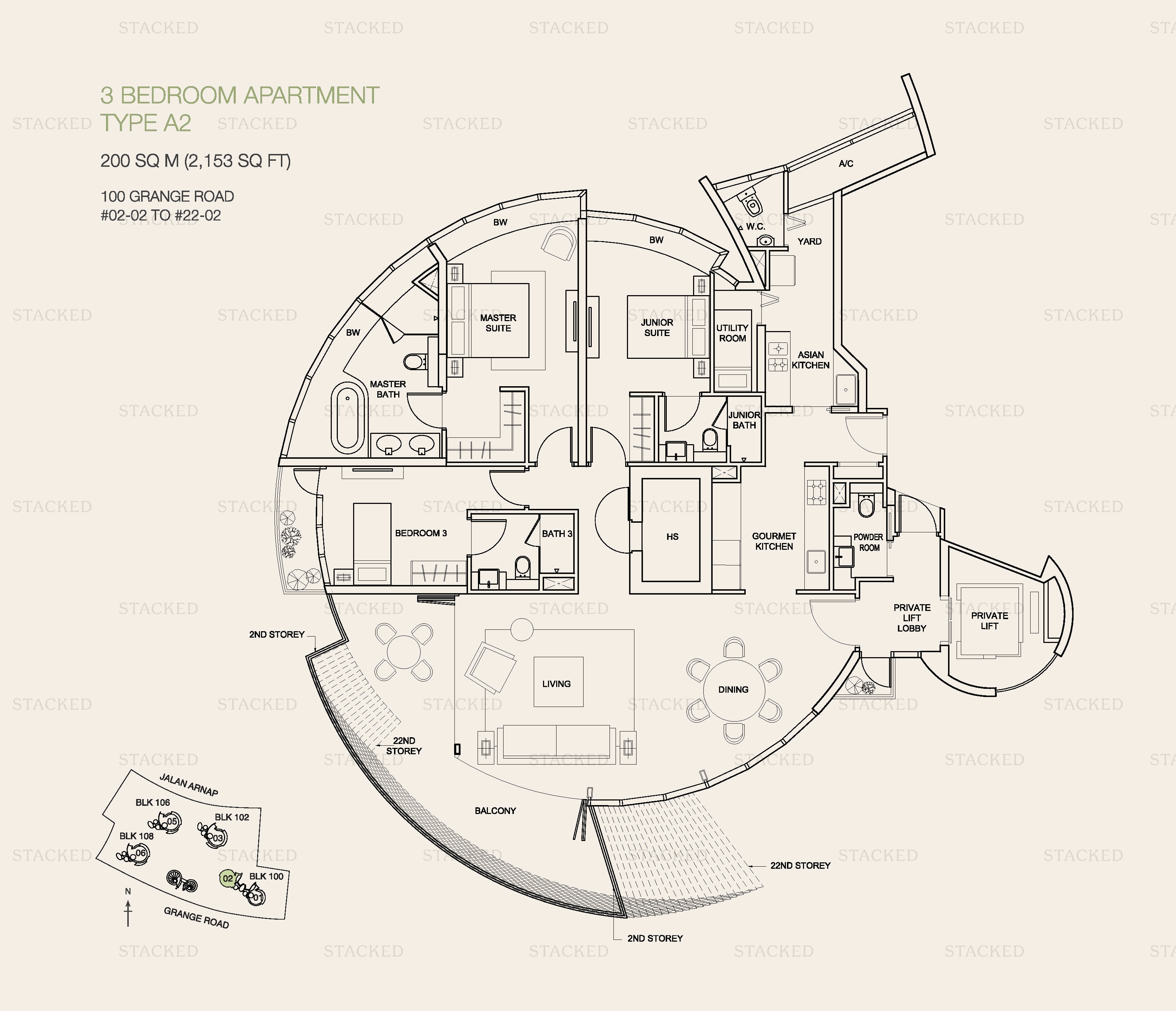 Cliveden At Grange 3-Bedroom floor plan