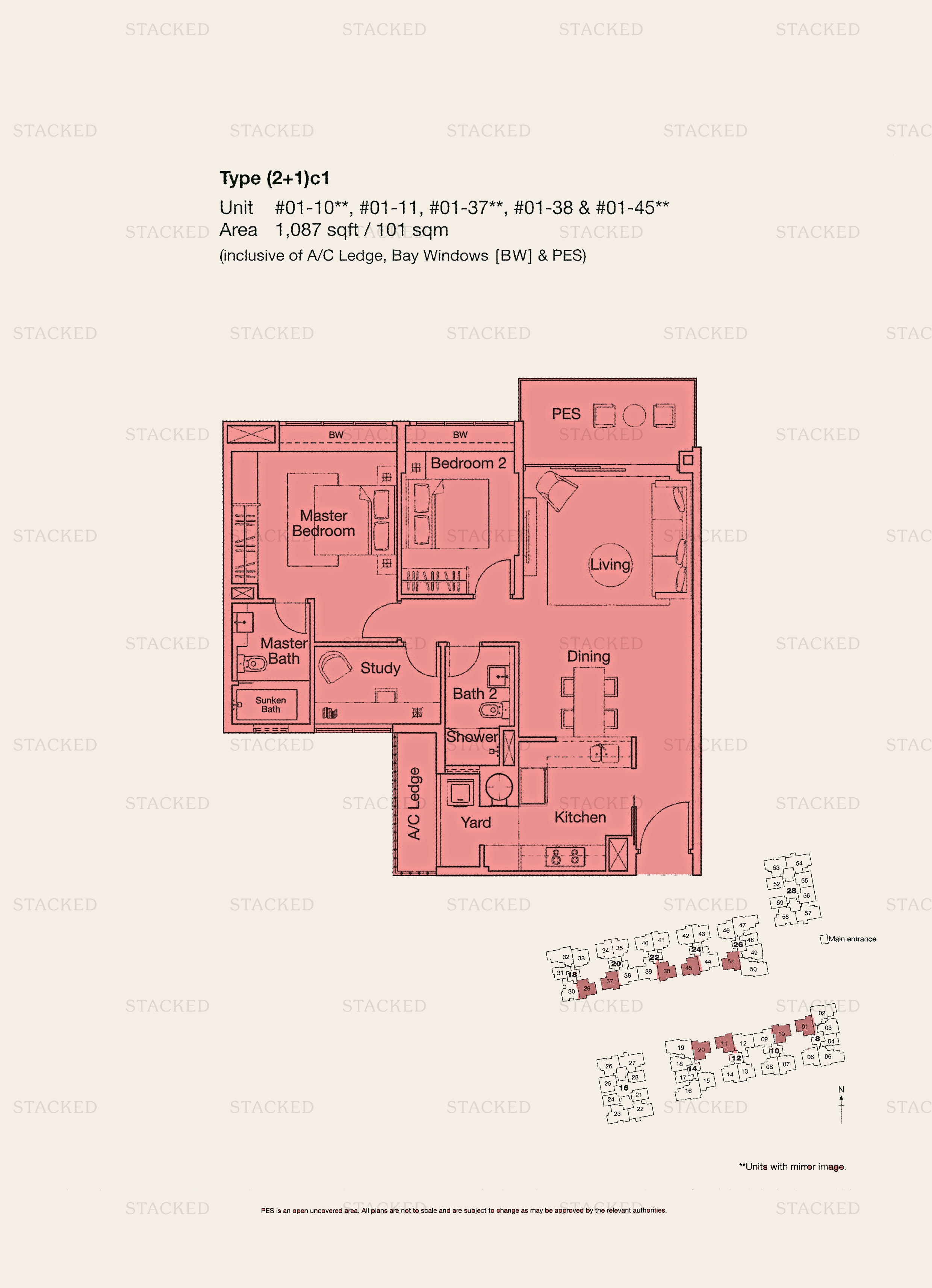 Ferraria Park Condominium 2-Bedroom floor plan
