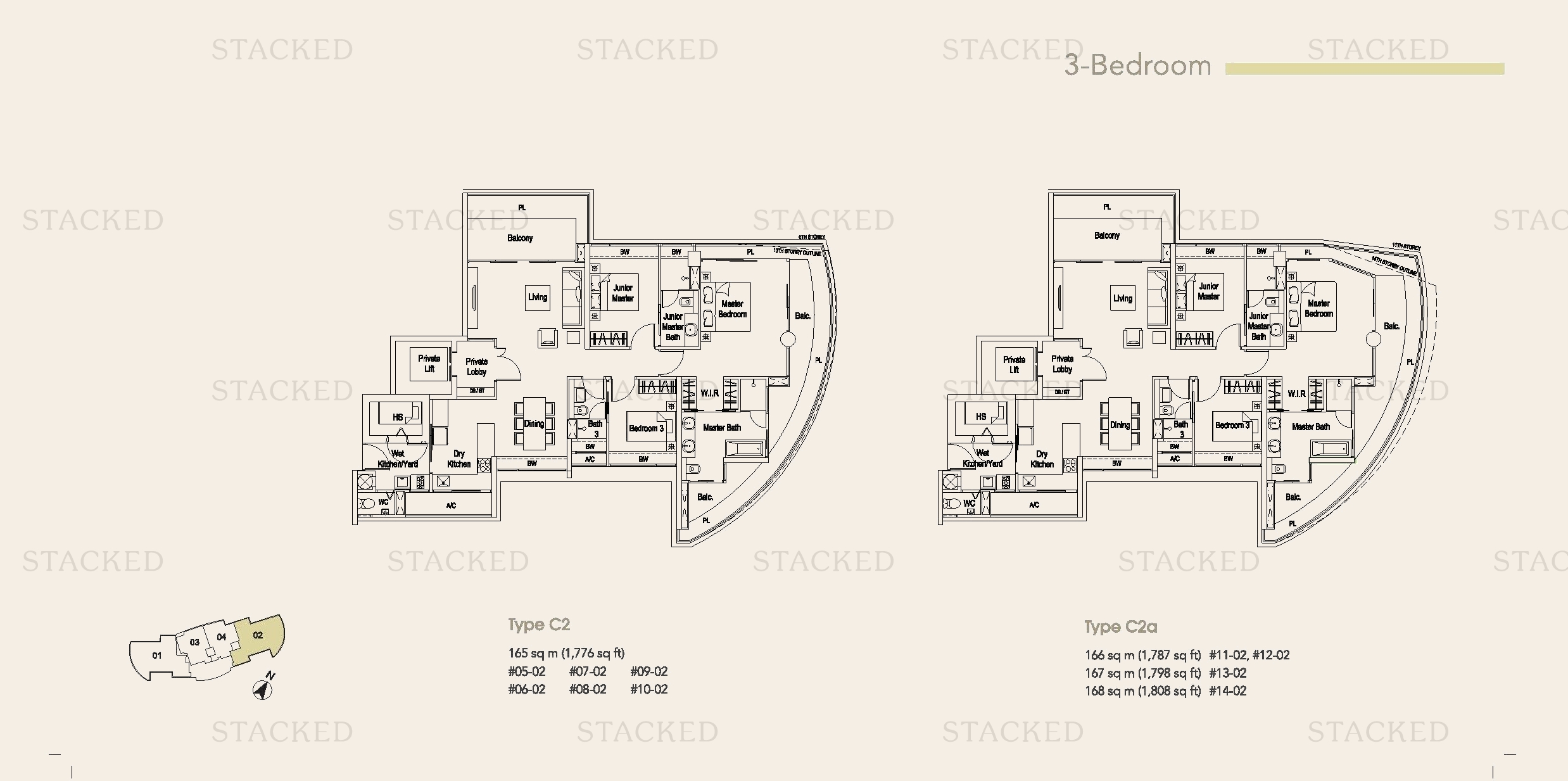 Nathan Suites 3-Bedroom floor plan