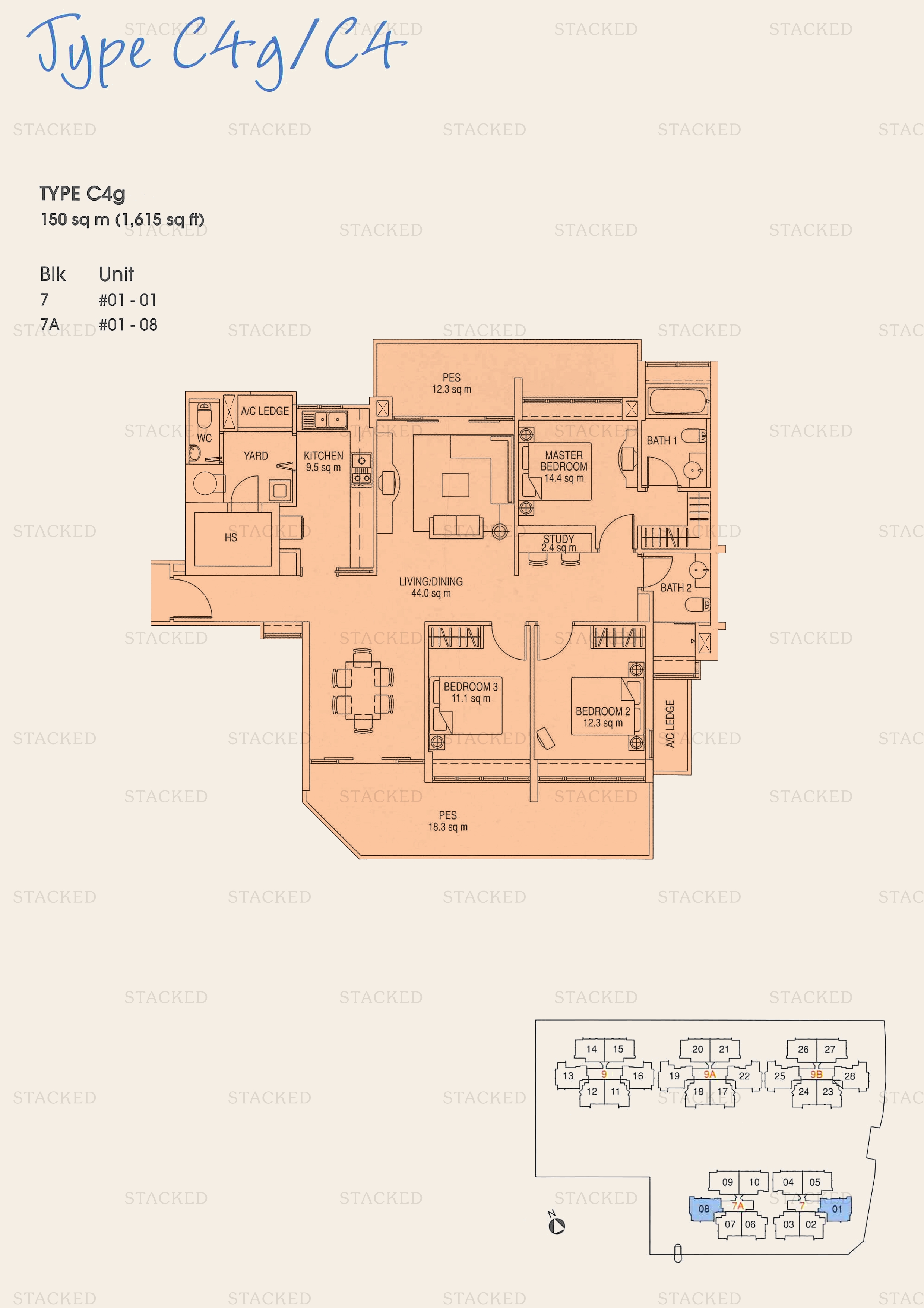 The Esparis 3-Bedroom floor plan
