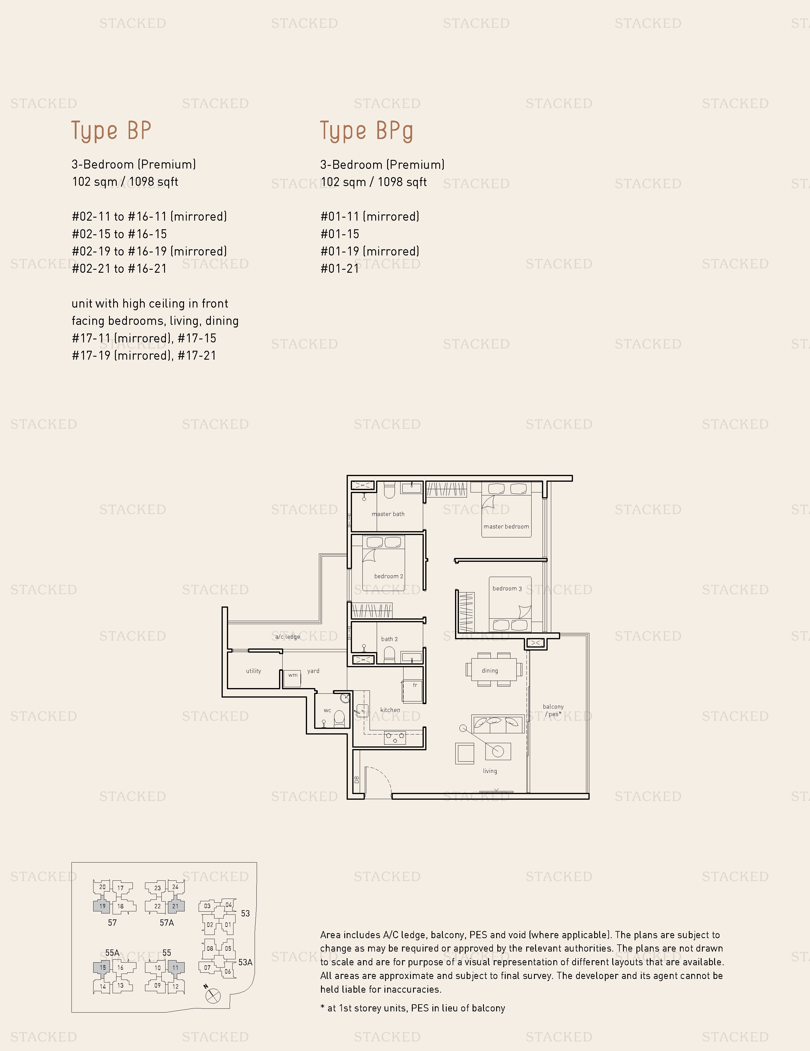 The Amore 3-Bedroom floor plan