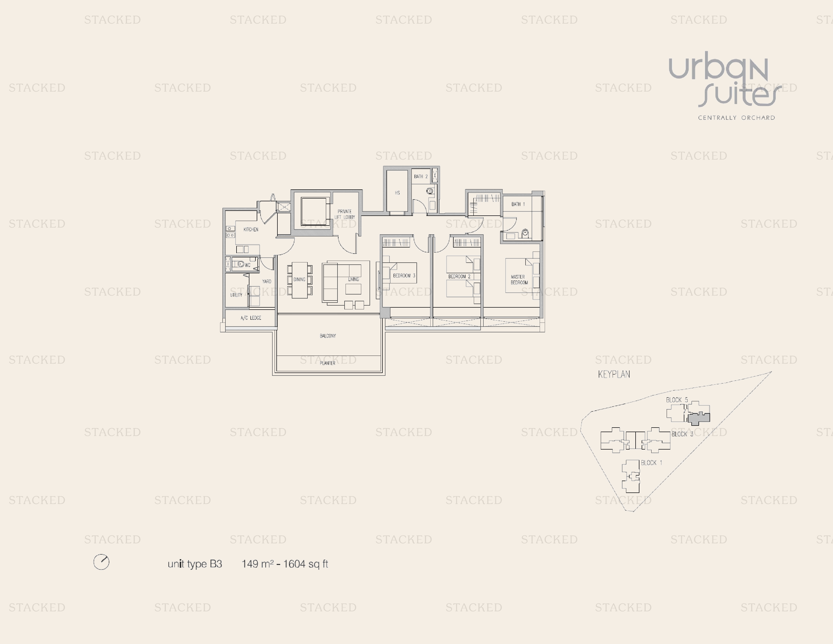 Urban Suites 3-Bedroom floor plan