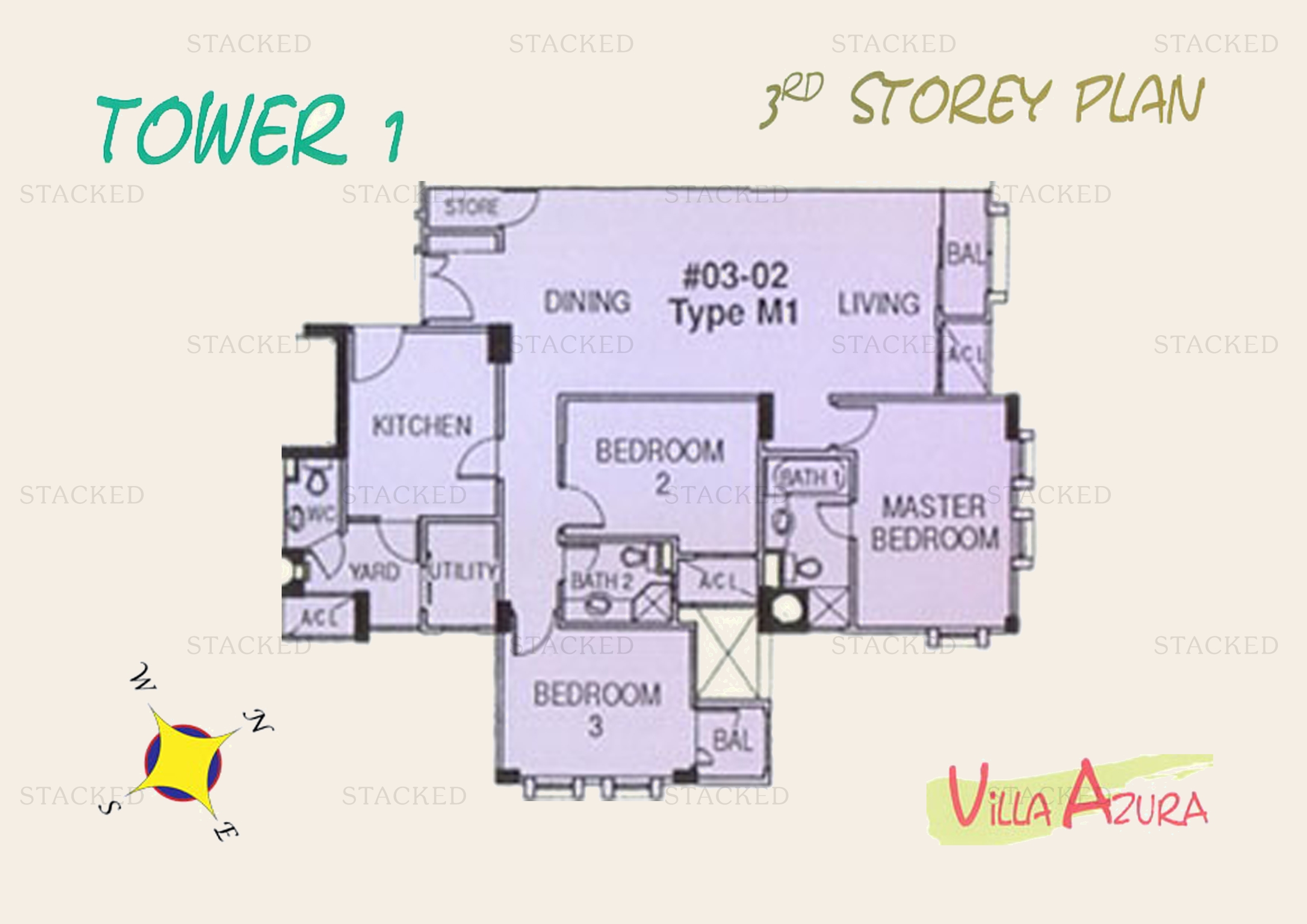 Villa Azura 3-Bedroom floor plan